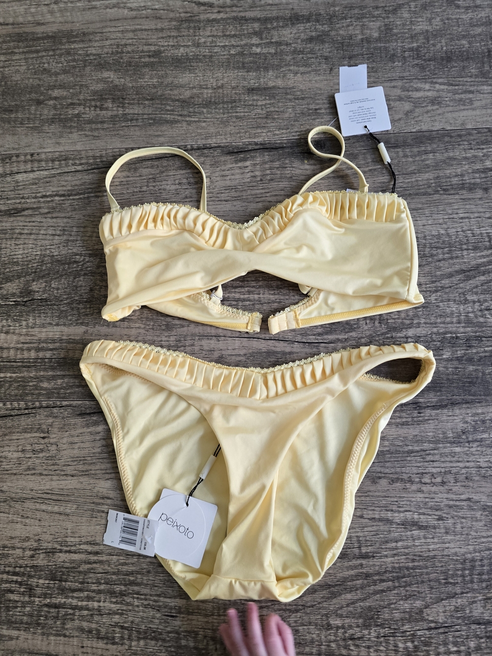 Peixoto Pale Yellow Ruched Bikini Set